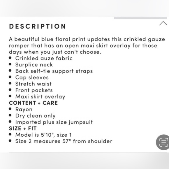 NWT Torrid blue/brown floral gauze walk through romper with a maxi skirt overlay - Picture 6 of 10